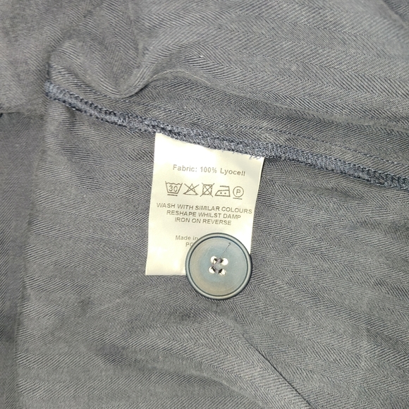 Seen Worn Kept Blue Skirt Size UK 10 Midi Paper Bag Waist Button up Pleated - Picture 7 of 8